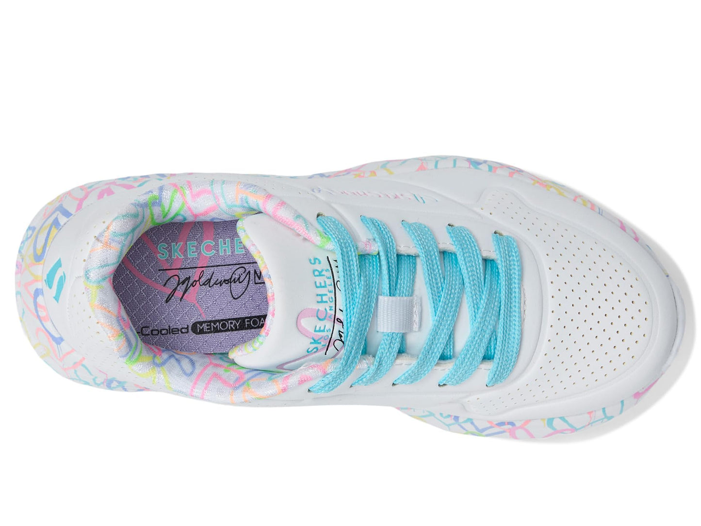 Skechers Women's Uno Lite - Lovely Luv 314976L (Little Kid/Big Kid) White/Pink/Turquoise 13 Medium