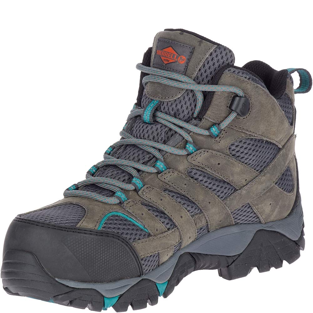 Merrell Women's Moab Vertex Mid Waterproof Composite Toe Construction Boot, Pewter, 9.5