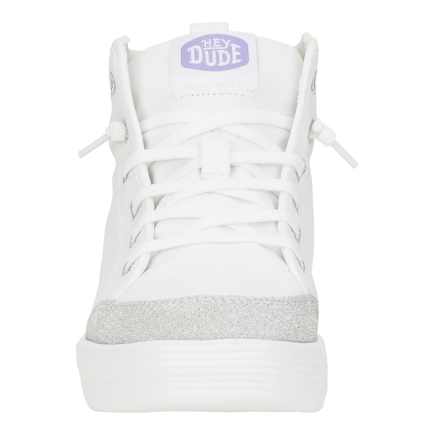 HEYDUDE Women's Kid Cody Hi Sparkle (Little Kid/Big Kid), Sparkle White, 4 Medium