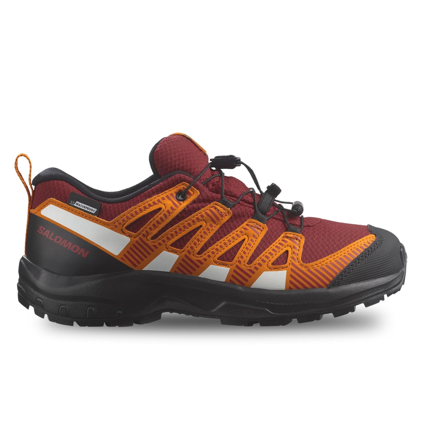 Salomon Xa Pro V8 CS WP (Little Kid/Big Kid) Red Dahlia/Black/Orange Pepper 5 Big Kid M