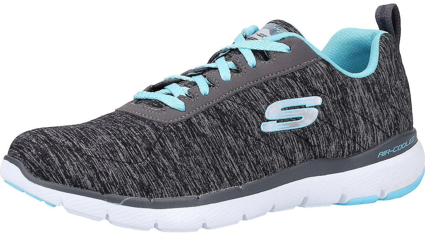 Skechers Women's Flex Appeal 3.0, Black/Light Blue, 8.5