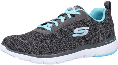 Skechers Women's Flex Appeal 3.0, Black/Light Blue, 8.5