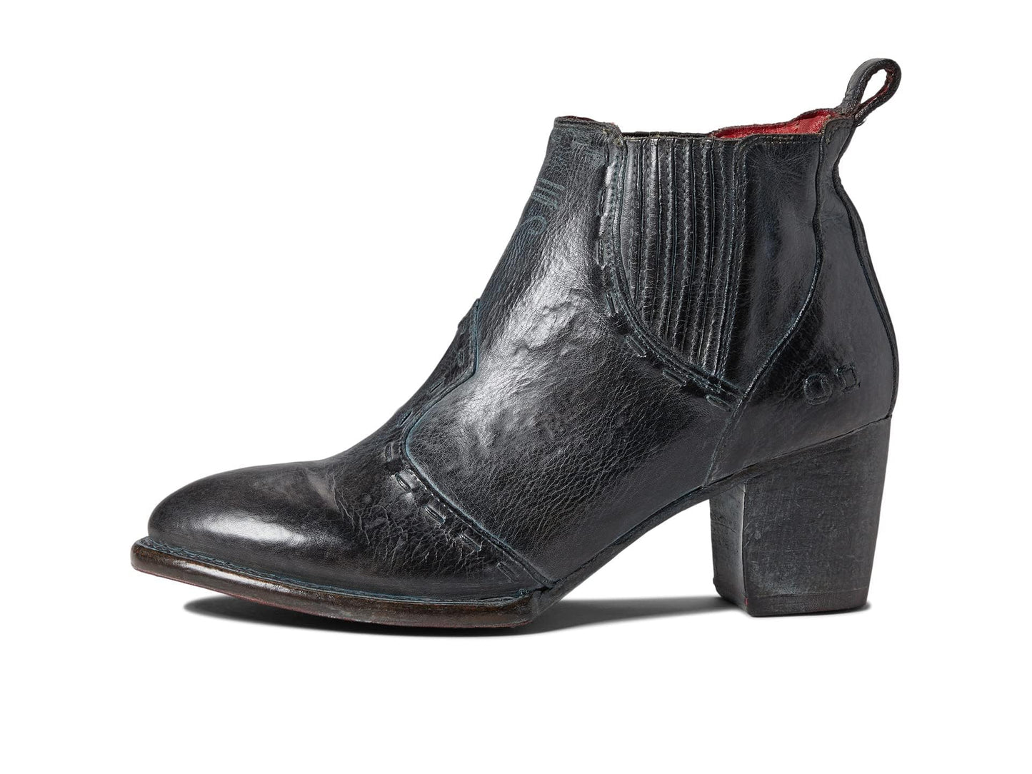 Bed|Stu Brie II - Boots for Women - Tanned Leather Upper - Padded Leather Insole - Rubber Outsole - Block Heel Black Rustic Tremolo Oxidized BFS 8 M