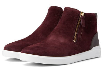 Cole Haan Women's W22676 - Gc Side Zip Snkr Ch Pinot Suede - Leather