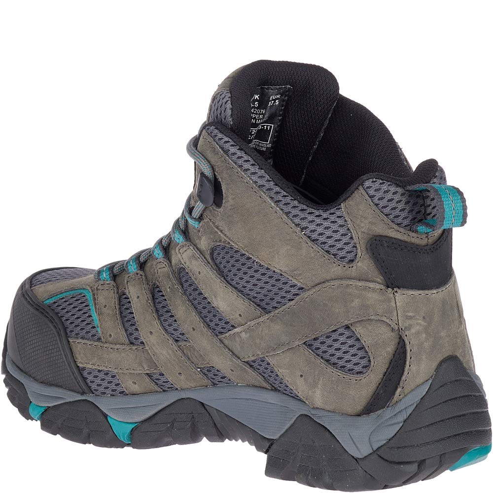 Merrell Women's Moab Vertex Mid Waterproof Composite Toe Construction Boot, Pewter, 9.5
