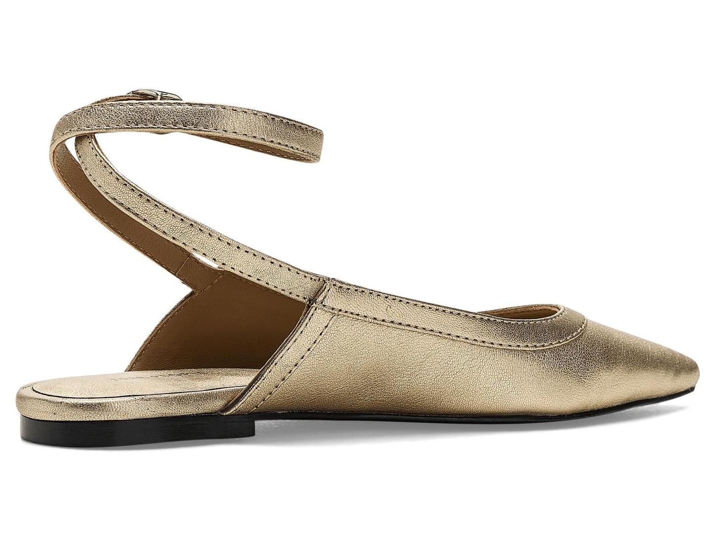 Free People Womens Jules Point Flat, Gold, 8 Medium
