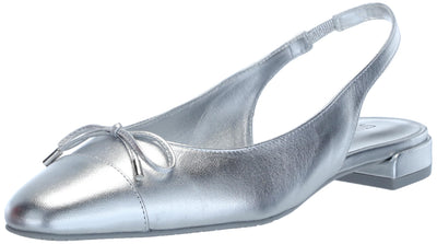 Stuart Weitzman Womens Sleek Bow Slingback Flat Silver 9 Medium