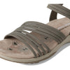 Skechers Women's REGGAE SLIM - COFFEE RUN, Adjustable Stretch Gore Sling Back Sandal, Olive, 8M