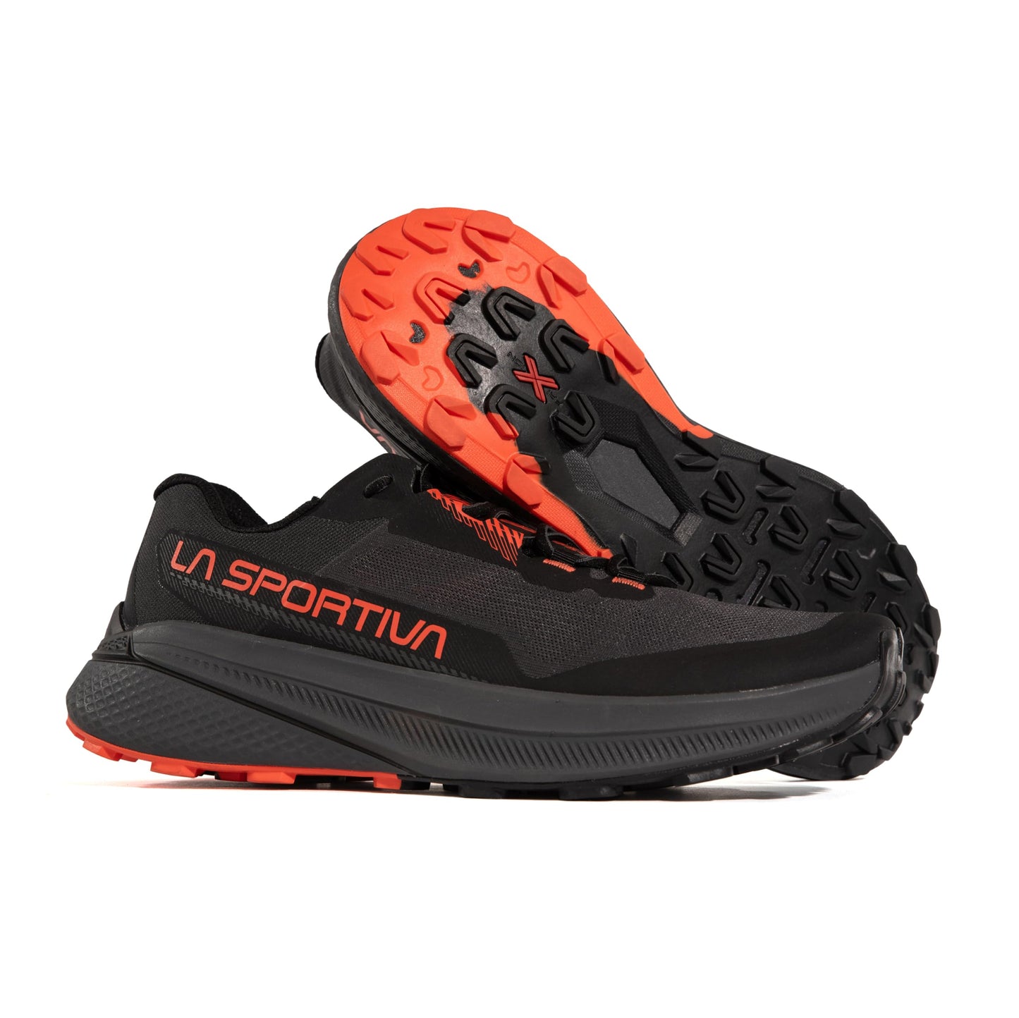 La Sportiva Men's Prodigio Lightweight Performance Trail Running Shoes, Carbon/Cherry Tomato, 10.5 US | 43.5 EU