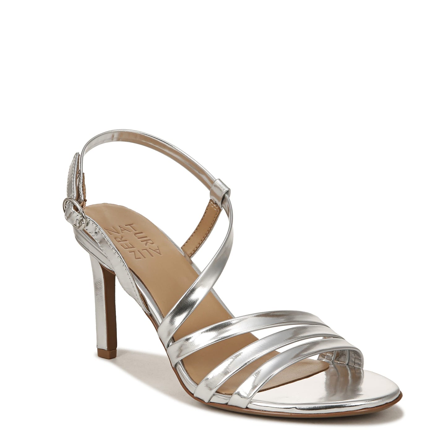 Naturalizer Womens Kimberly Strappy Slingback Dress Sandal Silver Metallic Leather 8 M