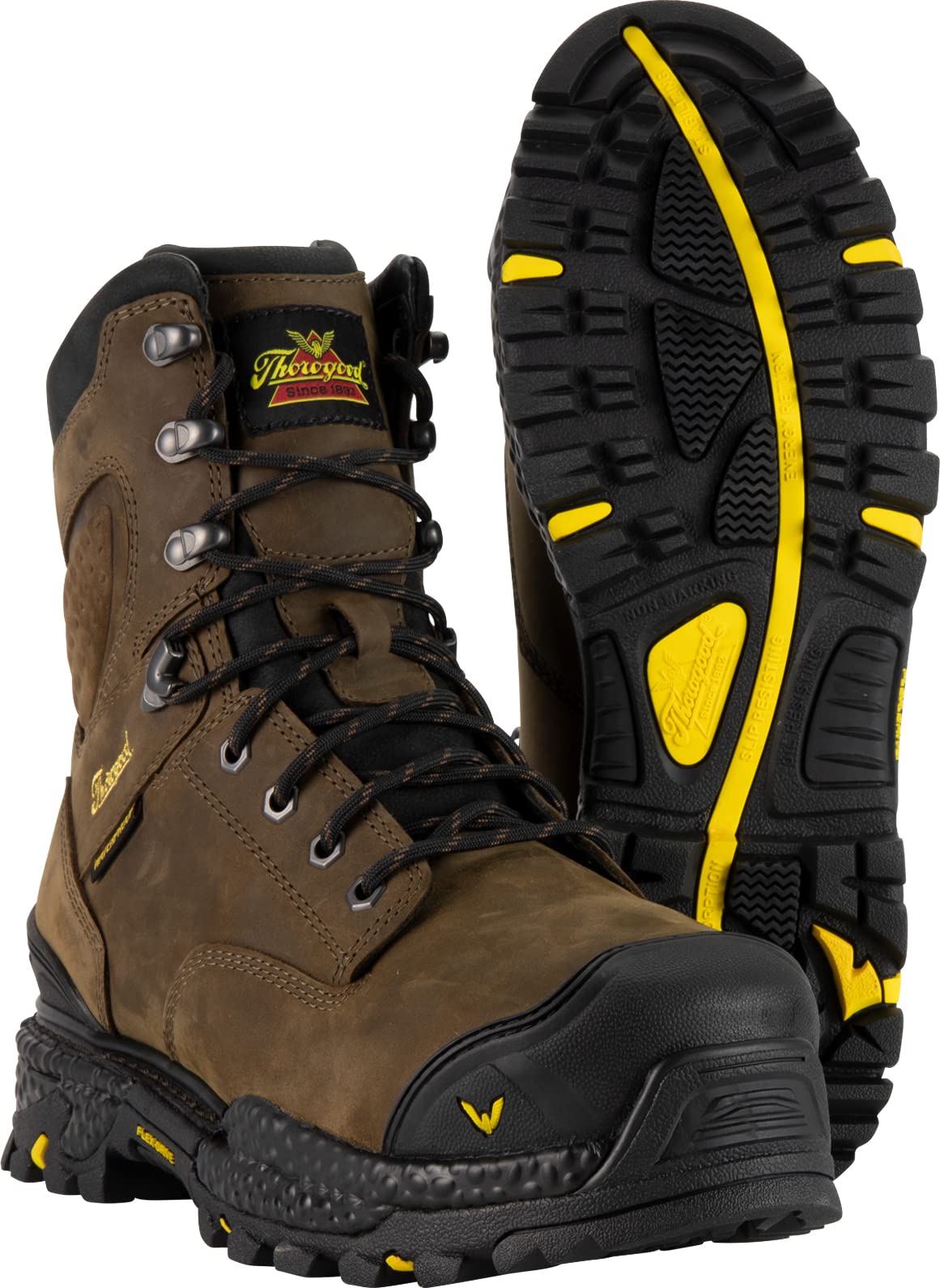 Thorogood Infinity FD 8” Waterproof Composite Toe Work Boots for Men Made with Premium Full-Grain Leather and Slip-Resistant Anti-Fatigue Outsole; EH Rated, Studhorse - 9.5 M US