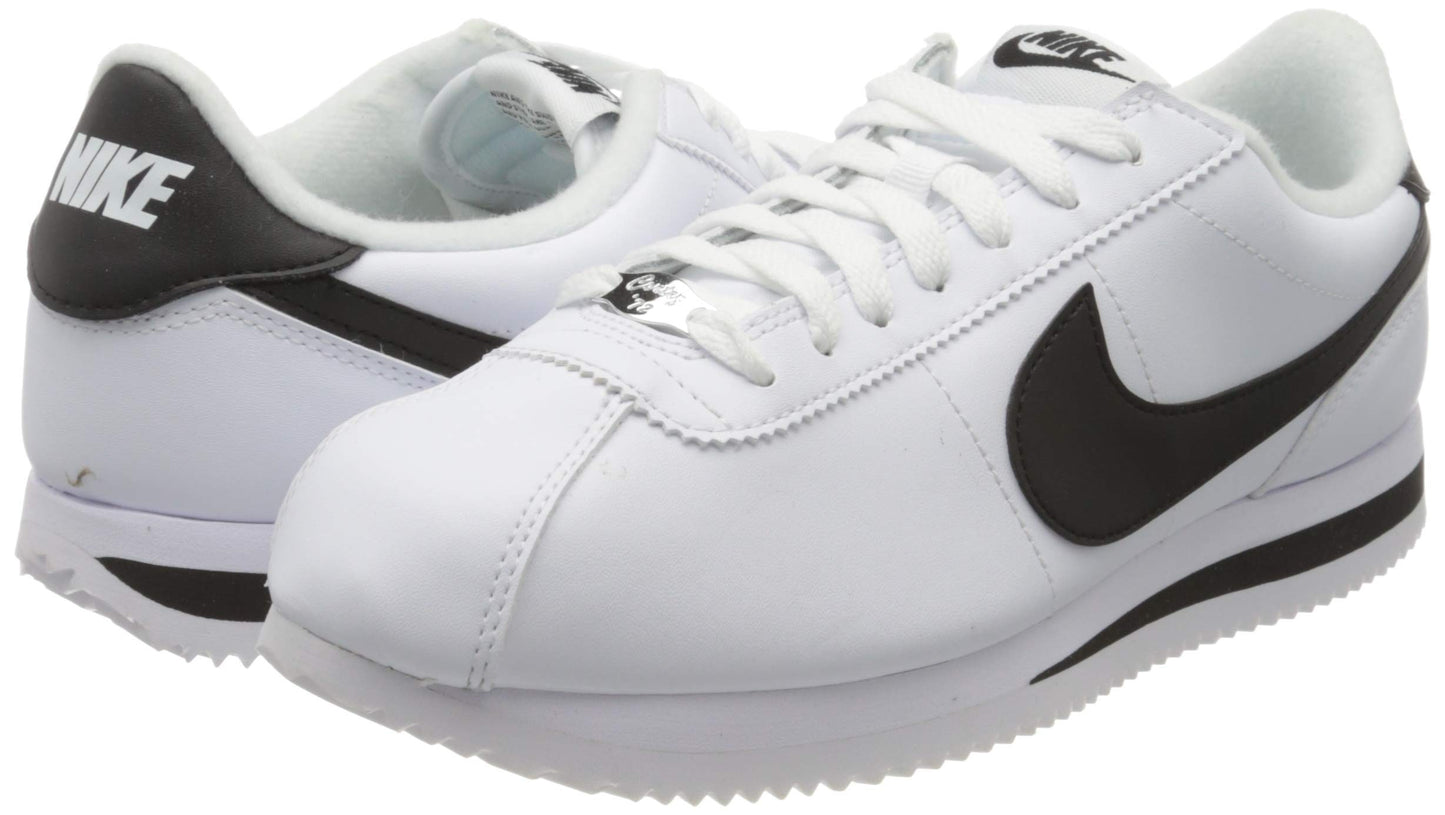 Nike Men's Classic Cortez Leather Running Shoes, White/Wolf Grey/Metallic Silver, 8