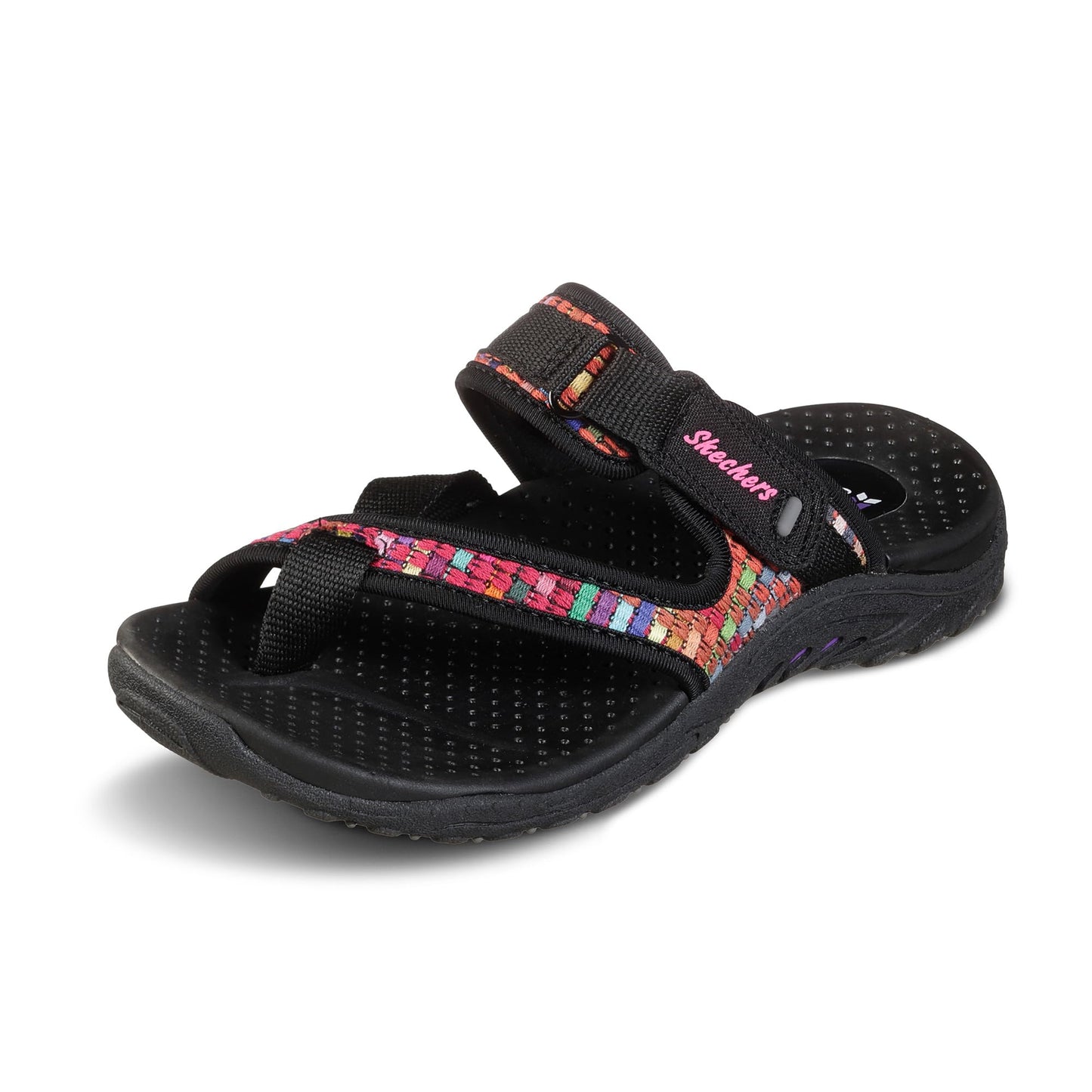 Skechers Women's Reggae-Mad Swag-Toe Thong Woven Sandal, Black, 8