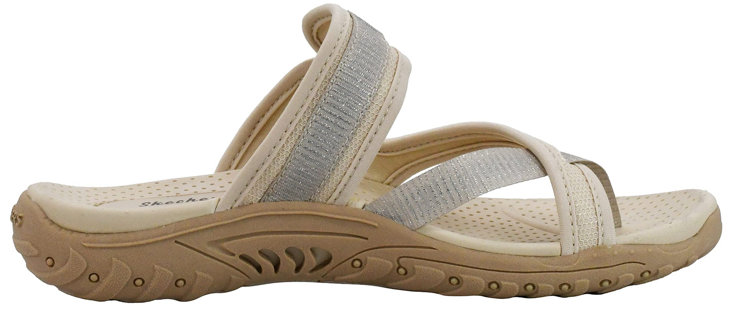 Skechers womens Reggae - Seize the Day - Toe Thong Sandal, Dark Natural, 9.5 M US