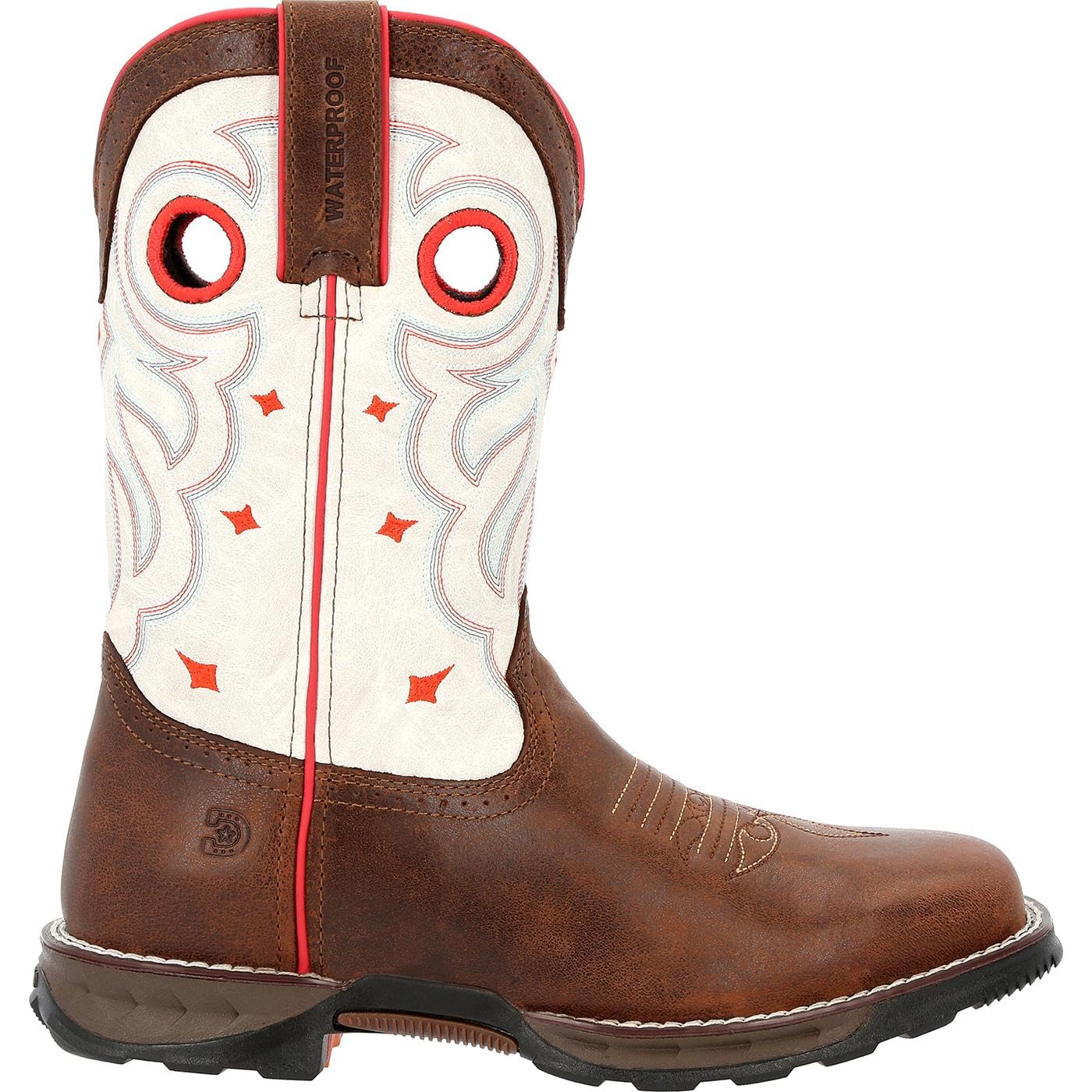 Durango® Maverick™ Women's Steel Toe Waterproof Western Work Boot, Sable Brown White, Size 8.5(M)