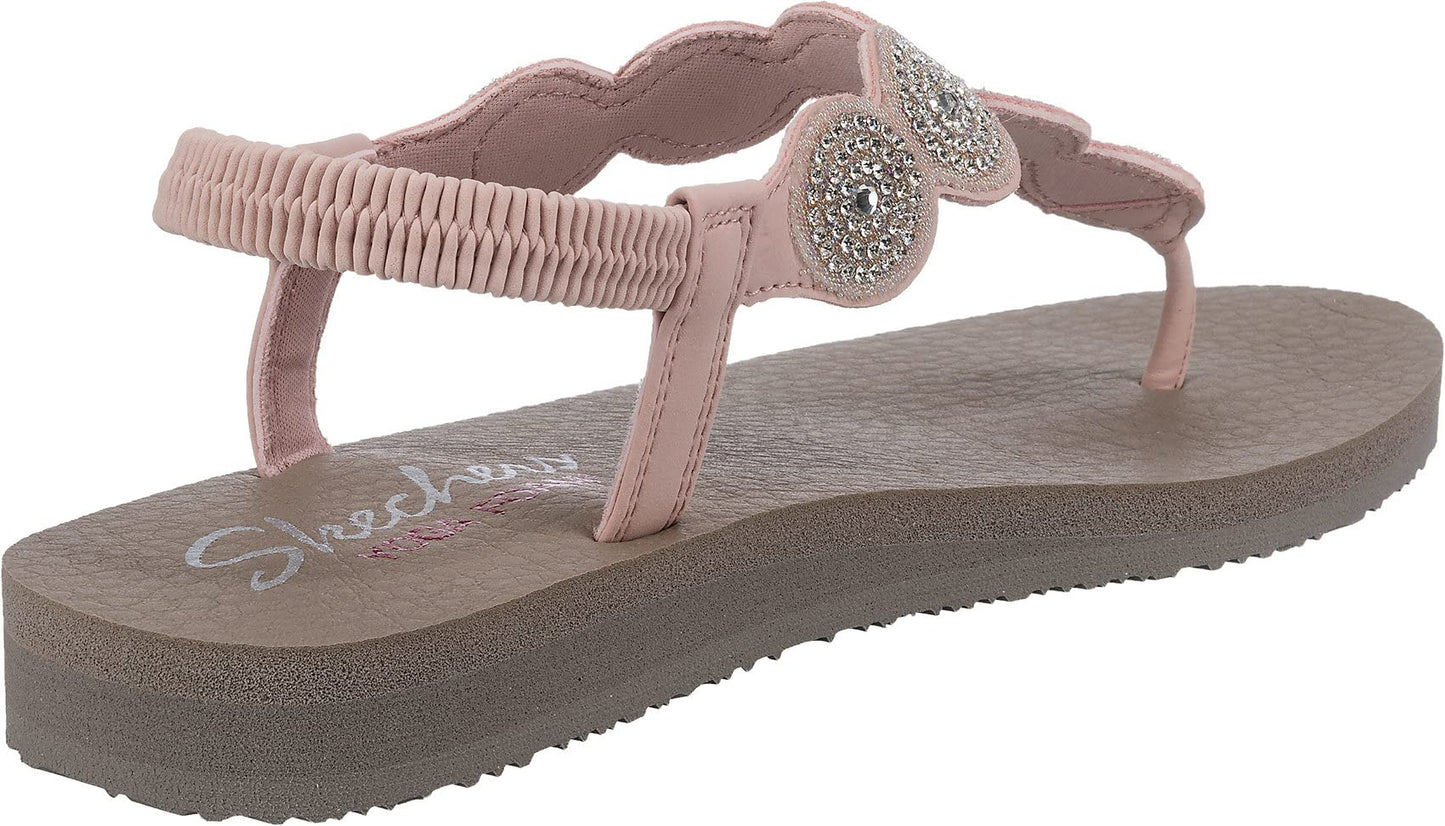 Skechers Women's Meditation - Stars & Sparkle - Circular Rhinestone Slingback Thong, Light Pink, 7