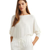Lauren Ralph Lauren Petite Cotton-Blend Dolman-Sleeve Sweater White PM