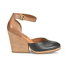 KORK-EASE Women's Christie Wedge, Hand-Finished Leather, Breathable Lining, High-Traction Rubber Outsole, Black/Brown, 9M US