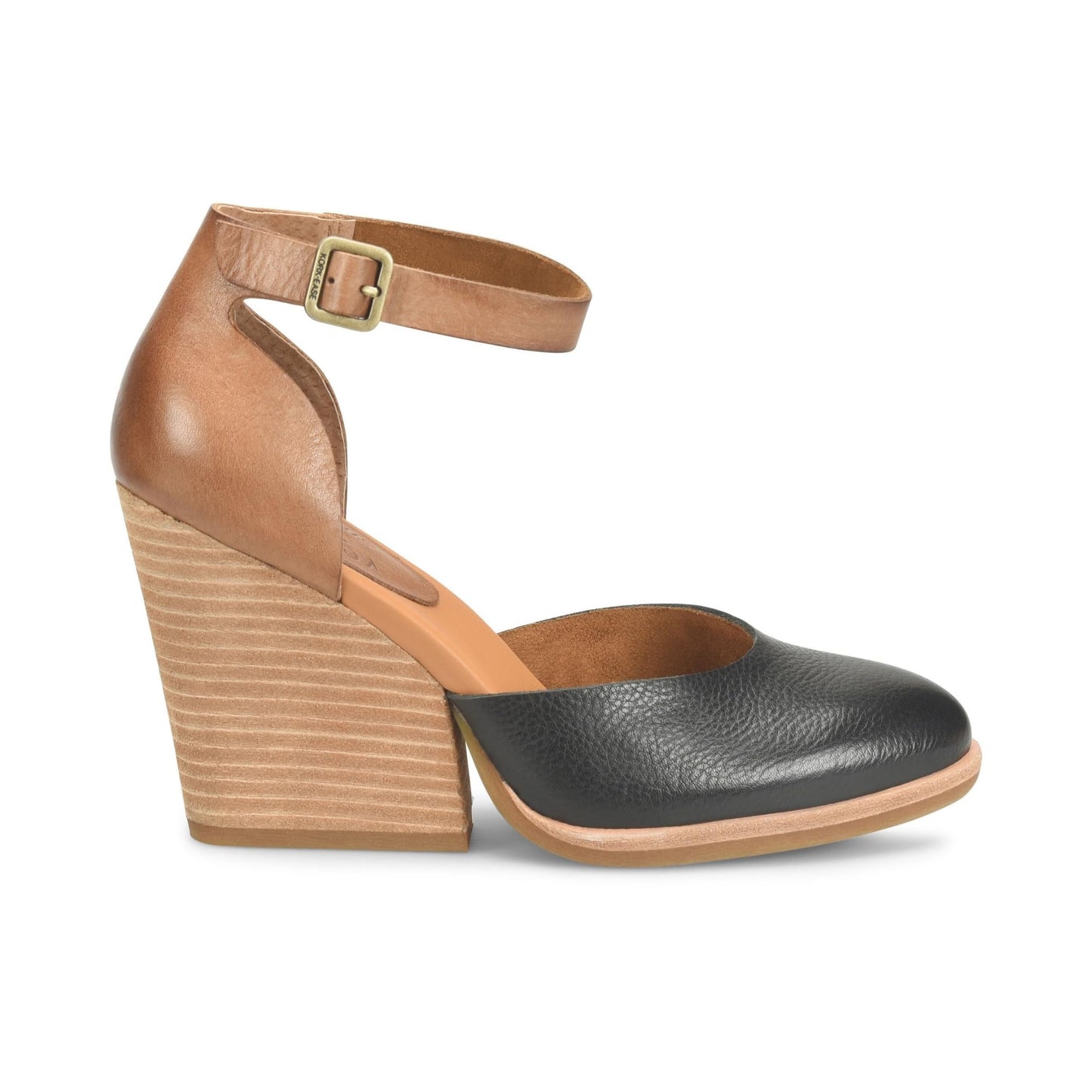 KORK-EASE Women's Christie Wedge, Hand-Finished Leather, Breathable Lining, High-Traction Rubber Outsole, Black/Brown, 9M US