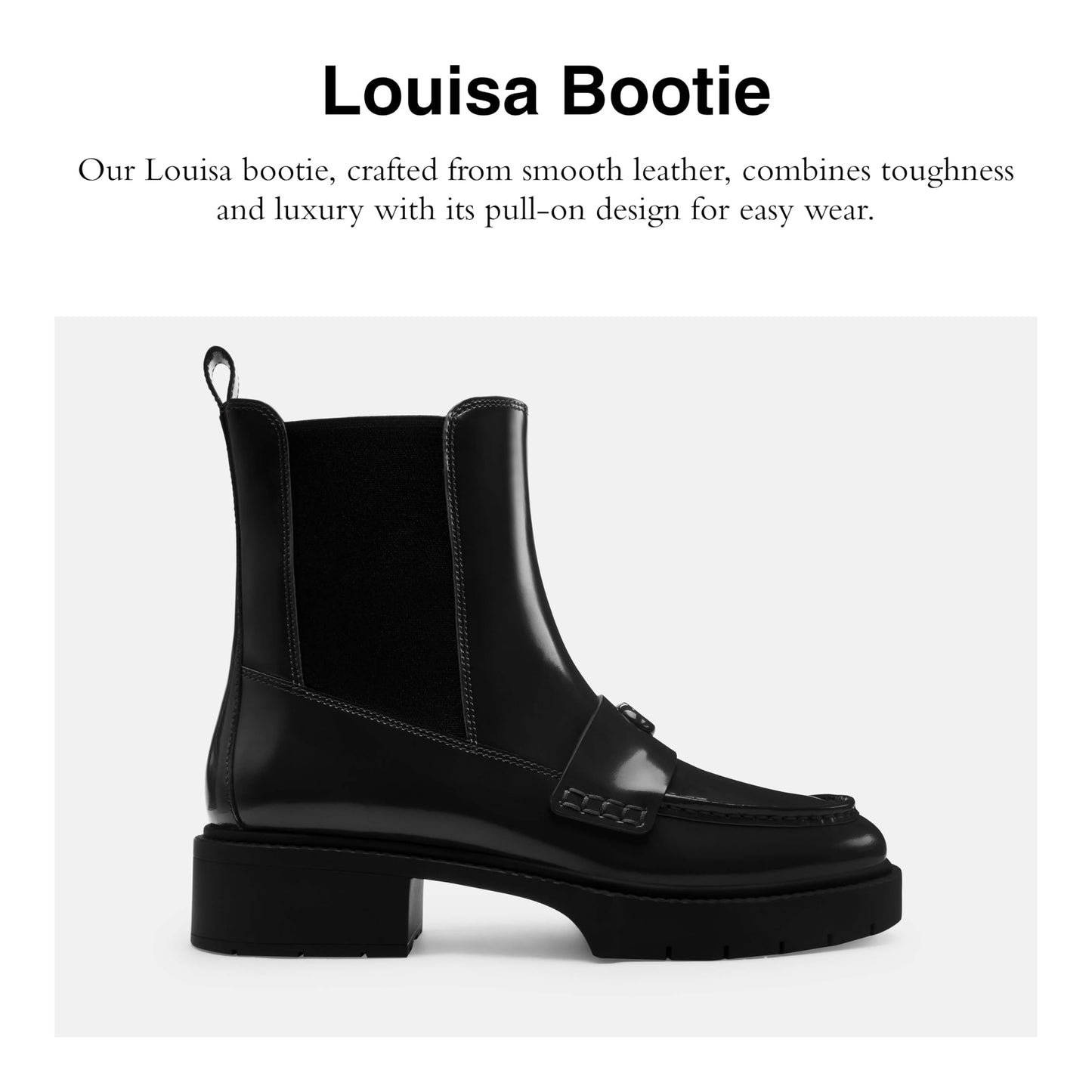 CX024 BLK 8 B Louisa LTHR Bootie Black 8 B