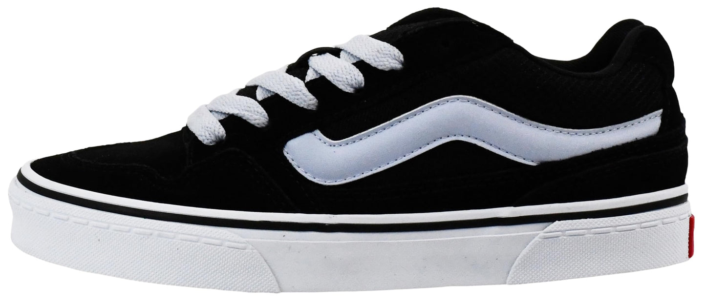 Vans Women's Caldrone Sneaker, Suede/Mesh Black/Light Blue, 7 M US