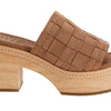 Frye Hazel Woven Slide Women's Platform Sandal - Luxurious Suede & Soft Scrunched Leather, Camel - Silky Suede Leather - 11 M