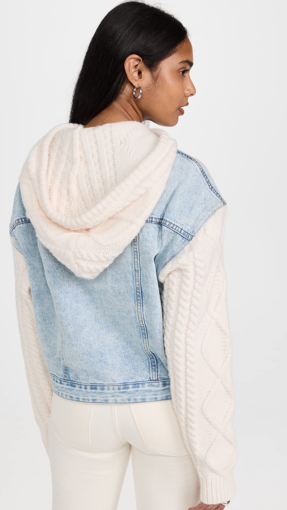[BLANKNYC] Womens Hooded Denim With Sleeve Detail Jacket, Blooming, Medium US