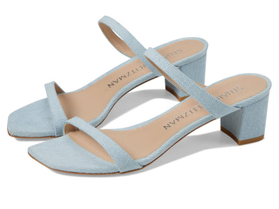 Stuart Weitzman Aleena 50 Block Slide Heels for Women - Leather Upper and Lining, Sleek Straps Design, and Rubber Outsole Light 7 B
