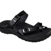 Skechers Women's REGGAE-CARRIBEAN - Double Buckle Toe Thong Slide Sandal, black, 8 M US