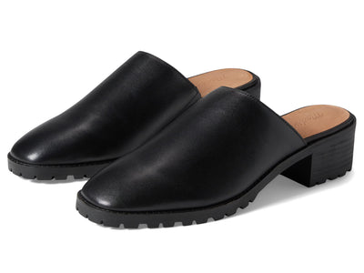 Madewell The Mindy Lugsole Mule in Leather True Black 10 M