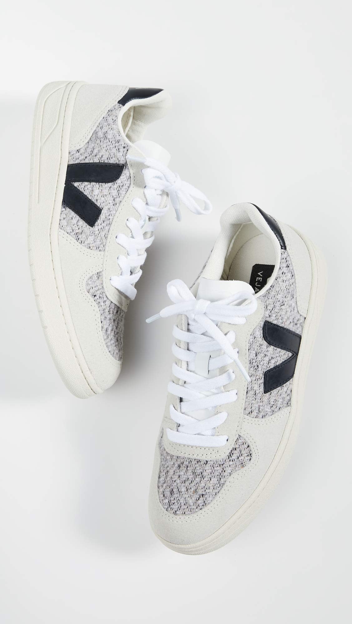Veja Women's V-10 Sneakers, Snow/Black, 11 Medium US