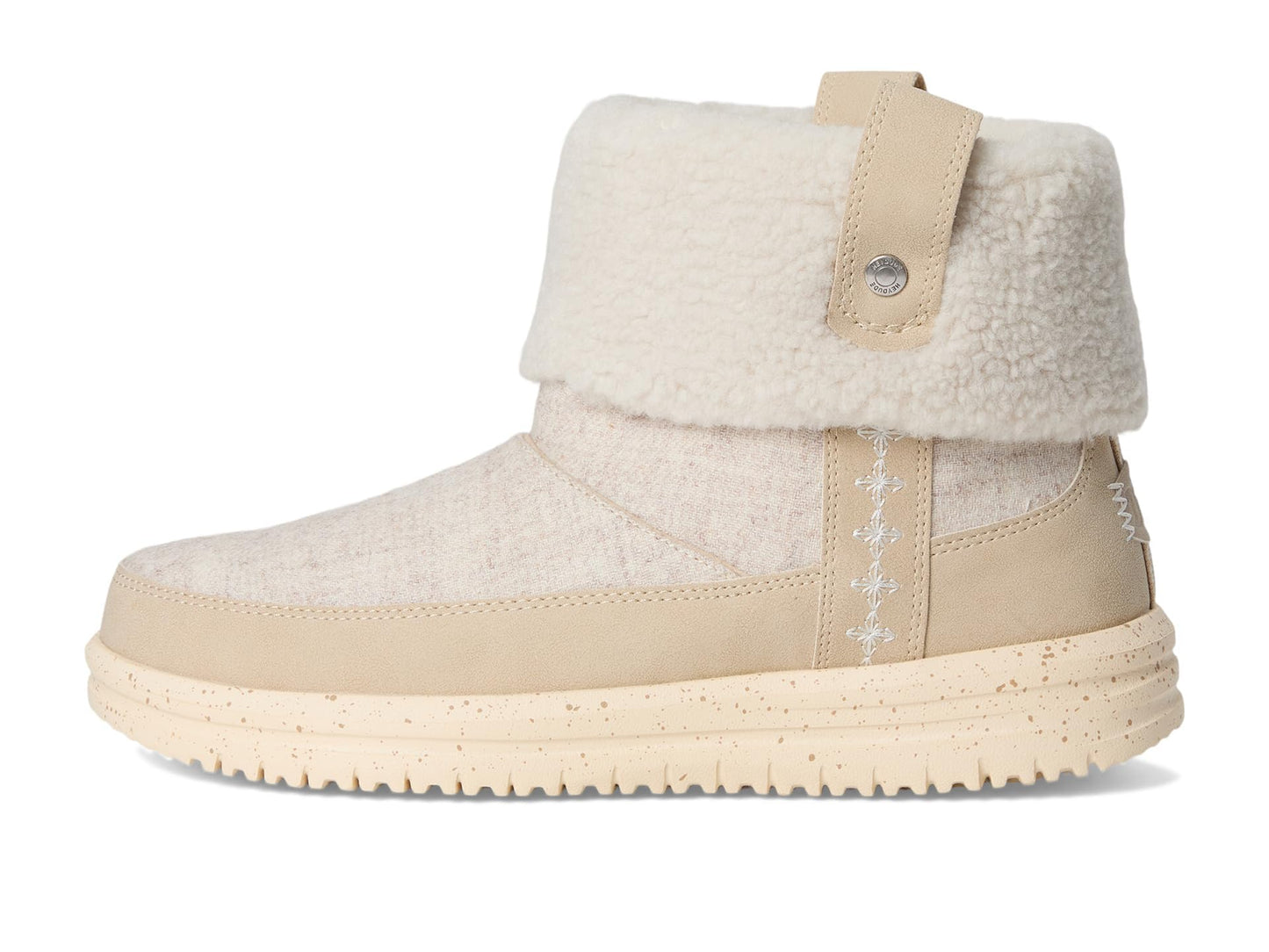 HEYDUDE Women's Camden Cuff Wool Cozy Tan 8 Medium