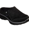 Skechers Women's Clogs - Relaxed Fit: Easy Going - Latte-Twin Gore Open Back Suede Fur Slip-On Clogs with Air Cooled Insole Mule, Black, 10