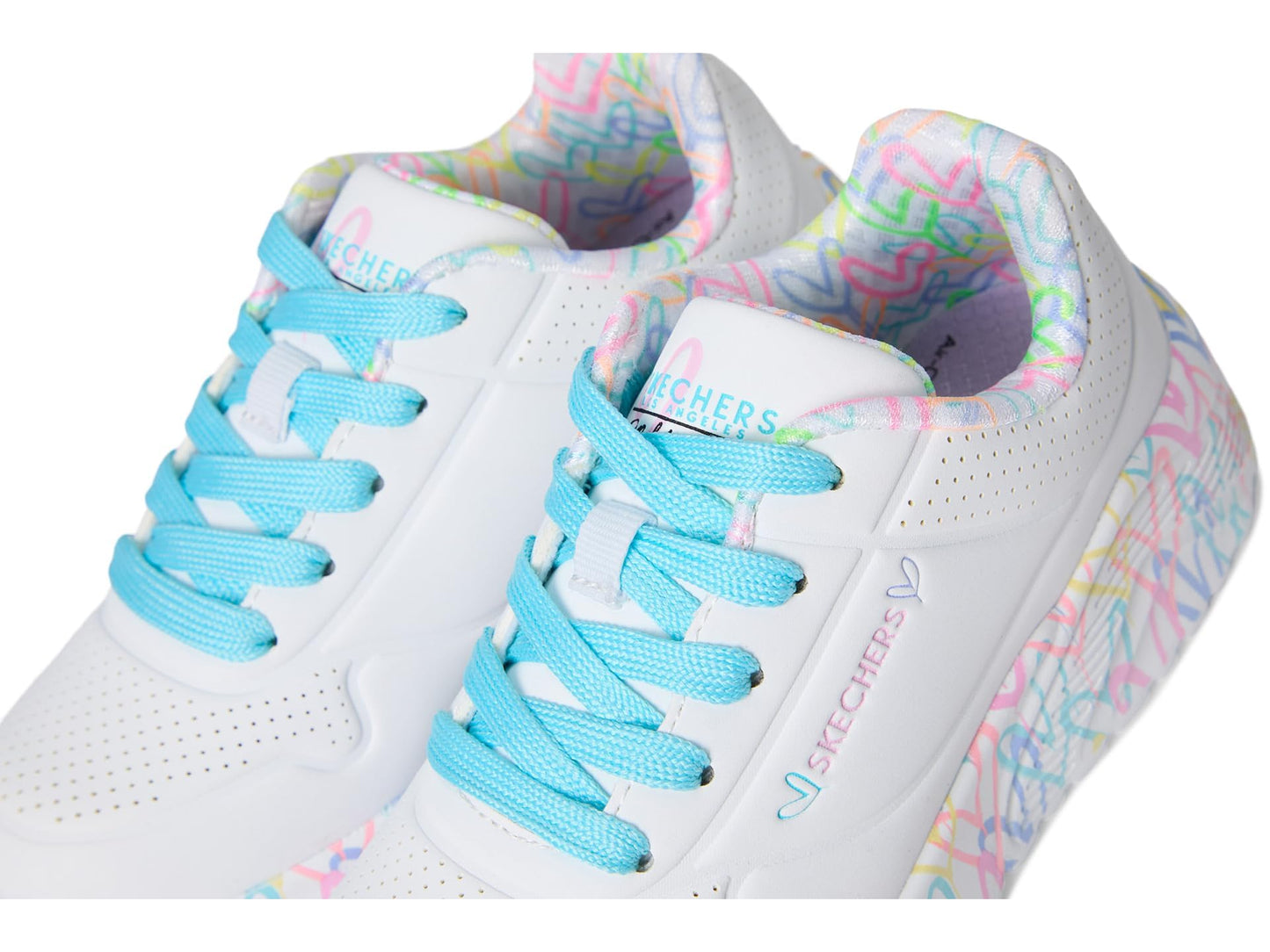 Skechers Women's Uno Lite - Lovely Luv 314976L (Little Kid/Big Kid) White/Pink/Turquoise 13 Medium