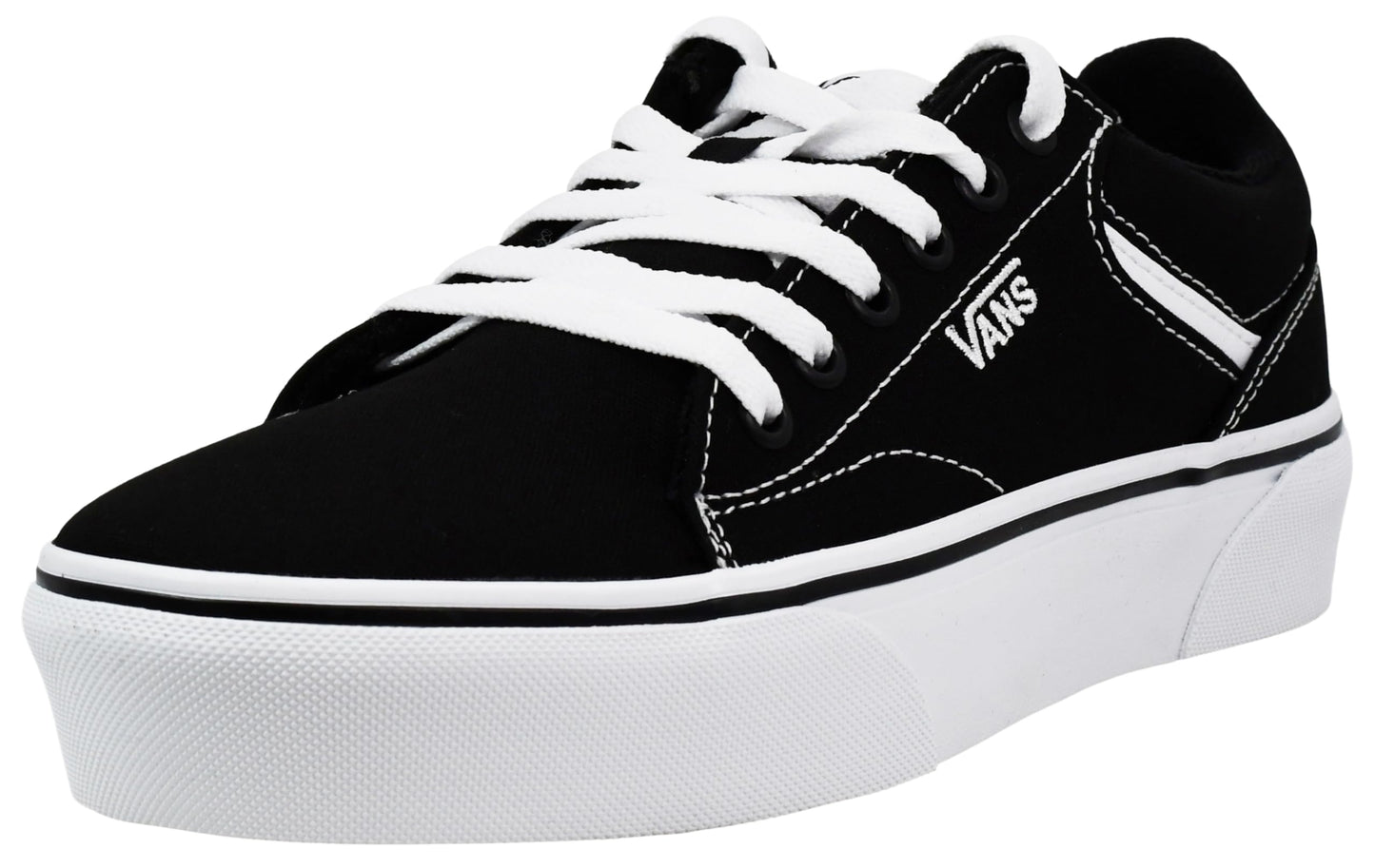 Vans Women's Seldan Platform Sneaker, Canvas Black/White, 8 M US