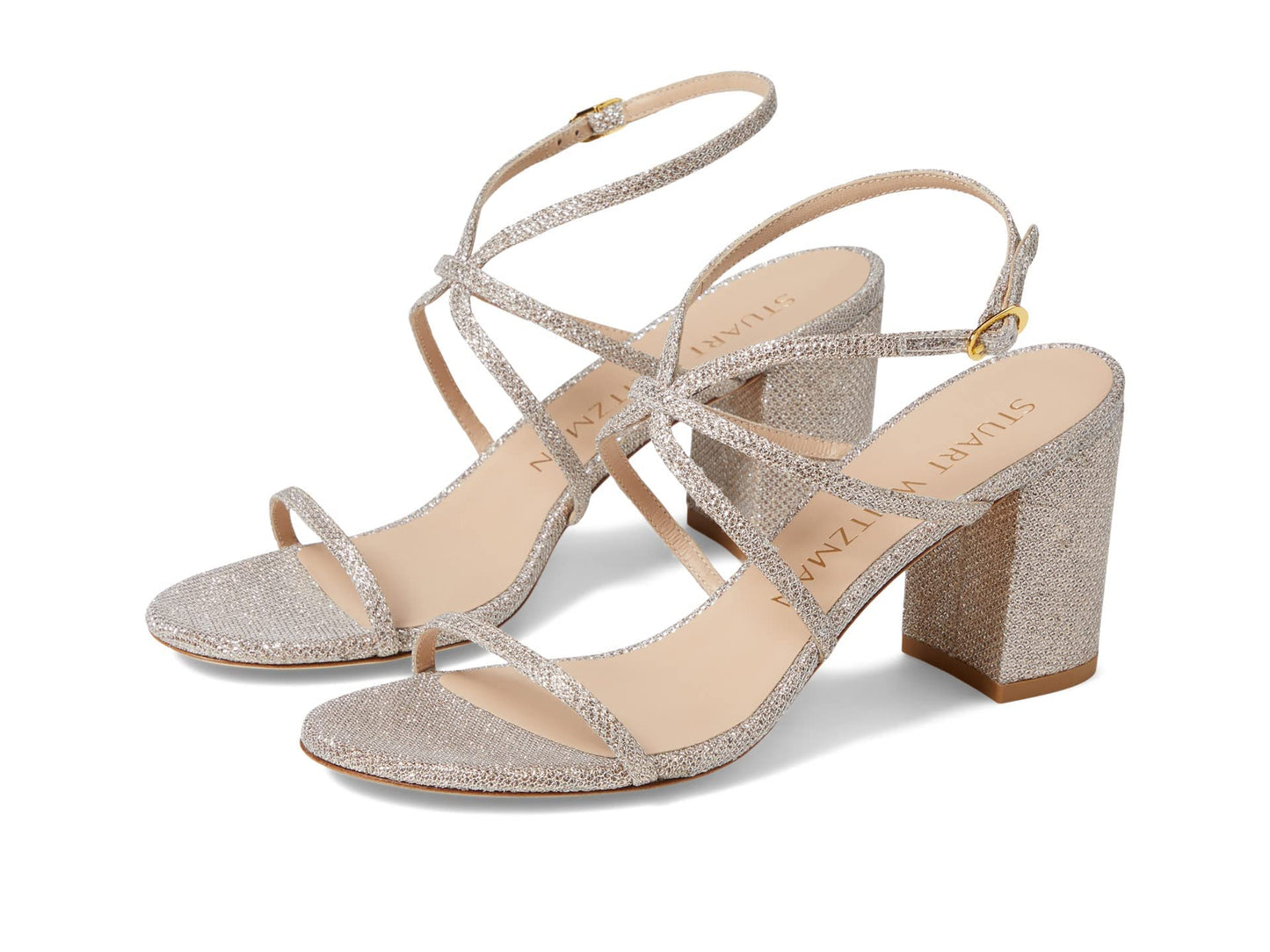 Stuart Weitzman Barelythere 75 Block Sandal Poudre 11 B