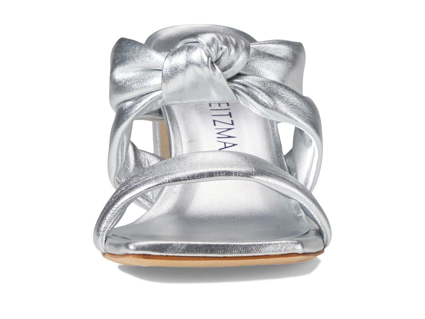 Stuart Weitzman Playa 75 Knot Block Slide Silver 9 B
