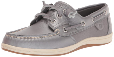 Sperry Women's Authentic Original 2-Eye Boat Shoe, Grey PERF, 5 Medium