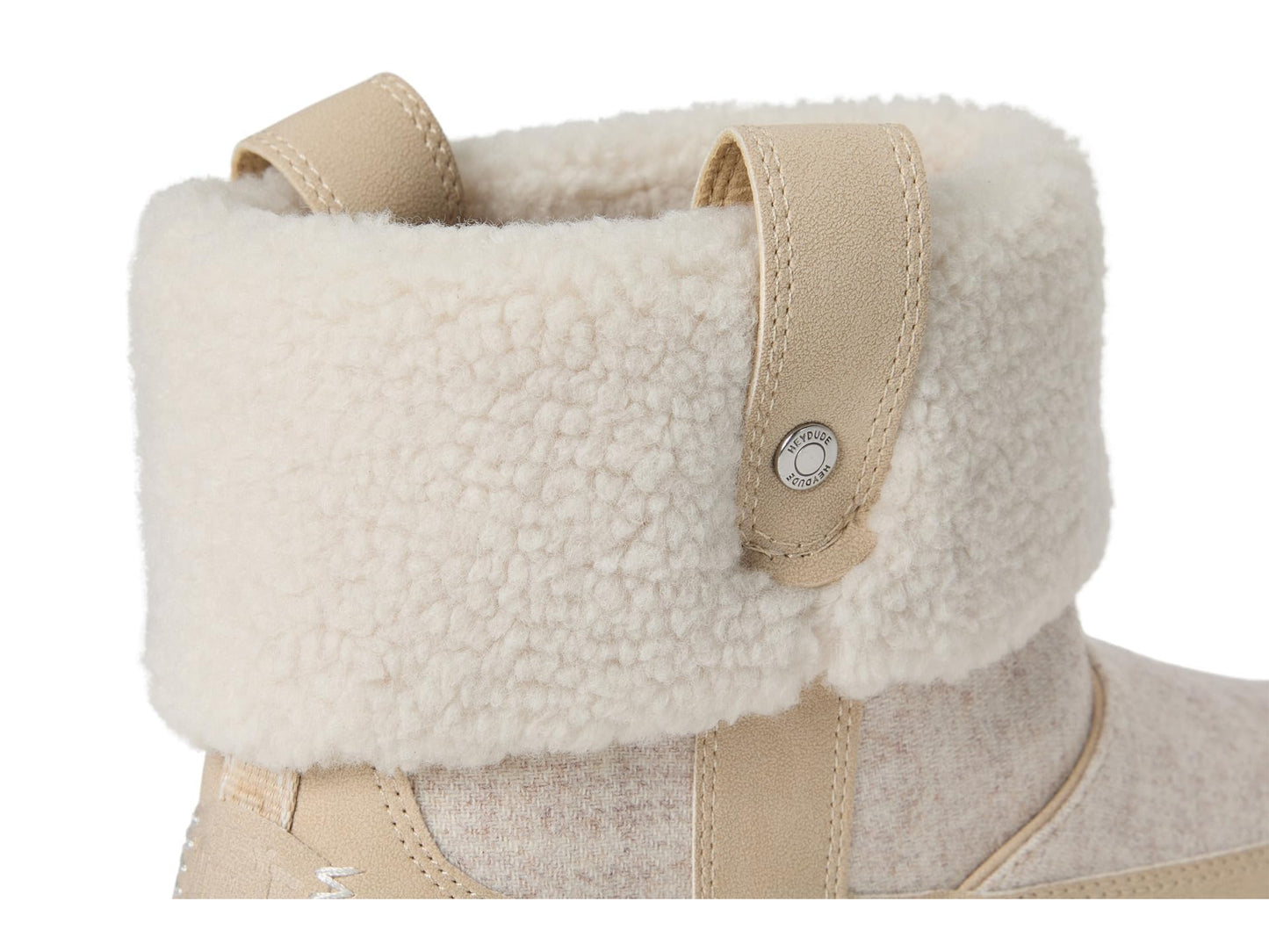 HEYDUDE Women's Camden Cuff Wool Cozy Tan 8 Medium