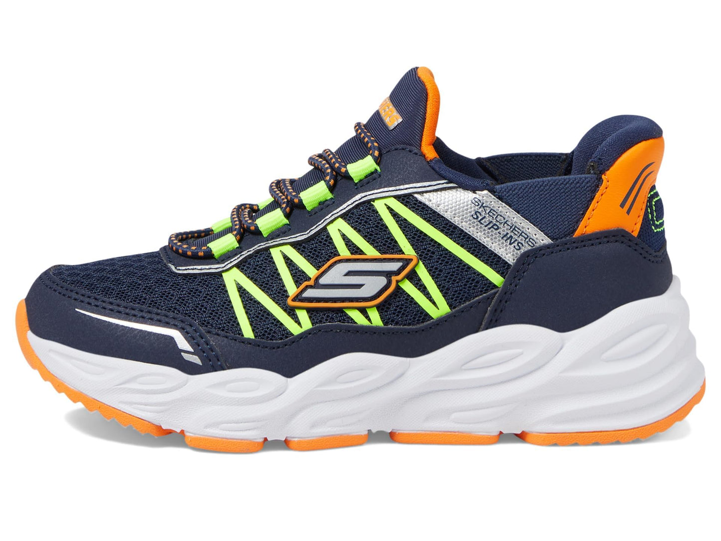 Skechers Kids Boys Turbo Tread Sneaker, Navy/Orange, 10.5, Little Kid