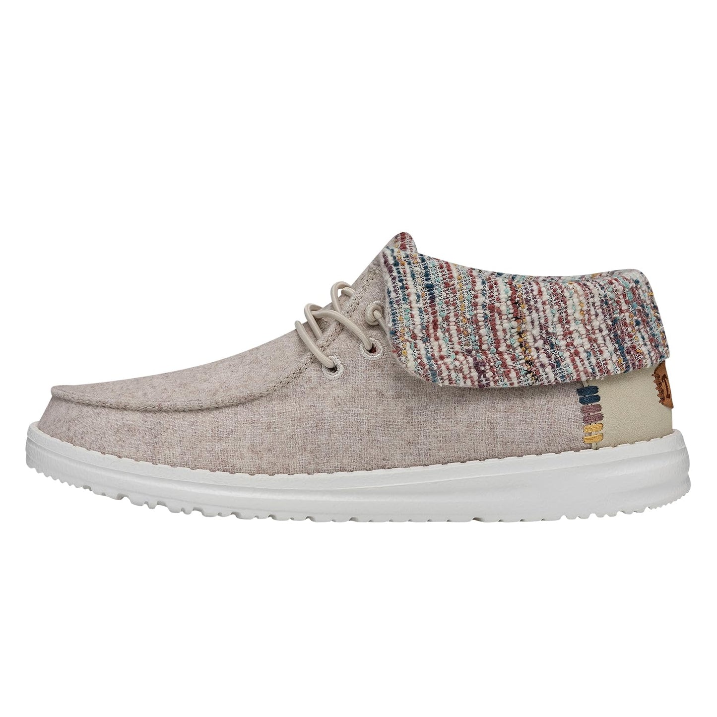 HEYDUDE Wendy Fold Wooly Twill Cream Multi Size 7 | Women's Boots | Women's Pull on Boots | Comfortable & Light-Weight