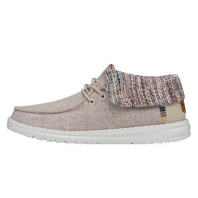 HEYDUDE Wendy Fold Wooly Twill Cream Multi Size 7 | Women's Boots | Women's Pull on Boots | Comfortable & Light-Weight