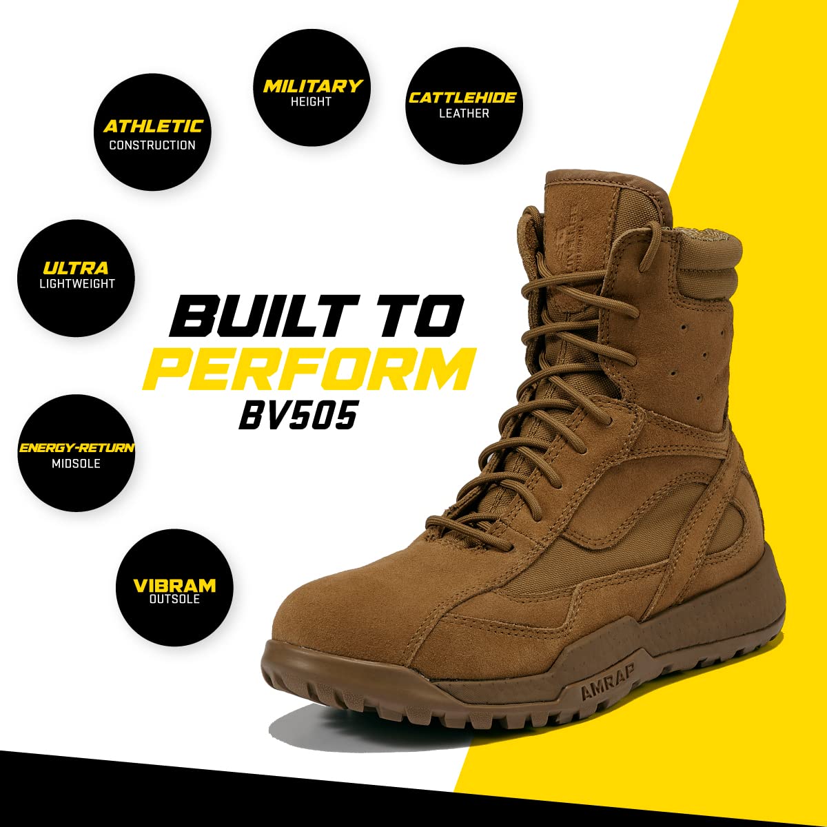 Belleville BV505 AMRAP Field Boot - AR 670-1 Compliant Tactical Boots - Moisture Wicking Paratrooper Footwear - TPU Midsole & EVA Footbed Motorcycle Shoes - Coyote - 4 Wide