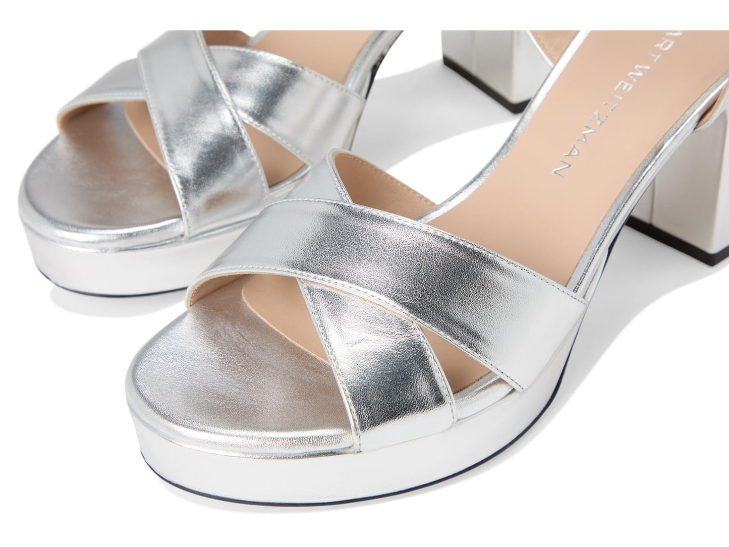 Stuart Weitzman Womens Dayna Platform 80 Silver 10 M