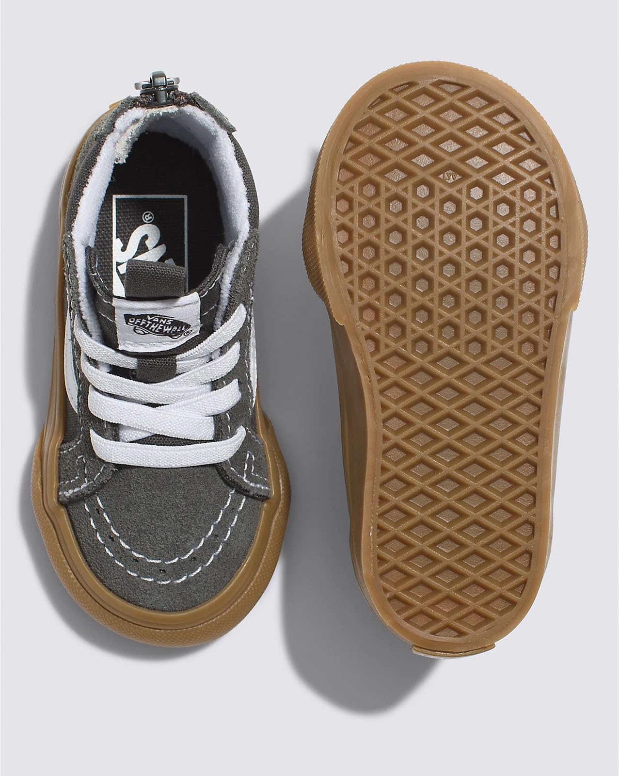Vans - Toddlers Sk8-Hi Zip Shoes, Color Gum Grey/True White, Size: 6 M US Toddler