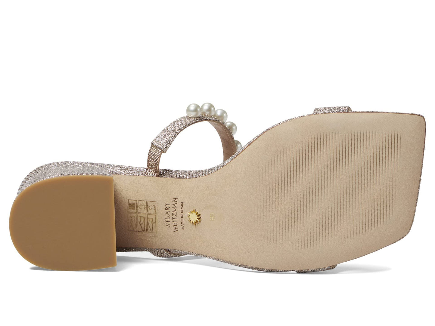 Stuart Weitzman Goldie 60 Block Slide Poudre 9.5 B