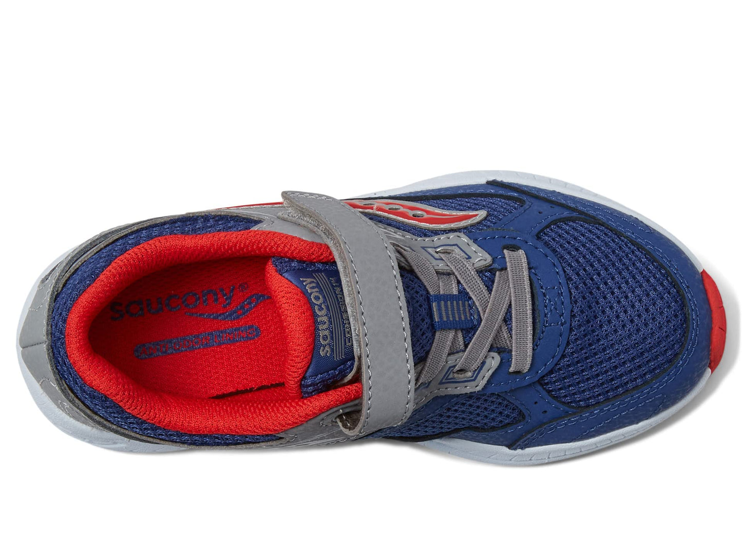 Saucony Cohesion 14 Alternative Closure Running Shoe, Navy/RED, 4 Wide US Unisex Big_Kid