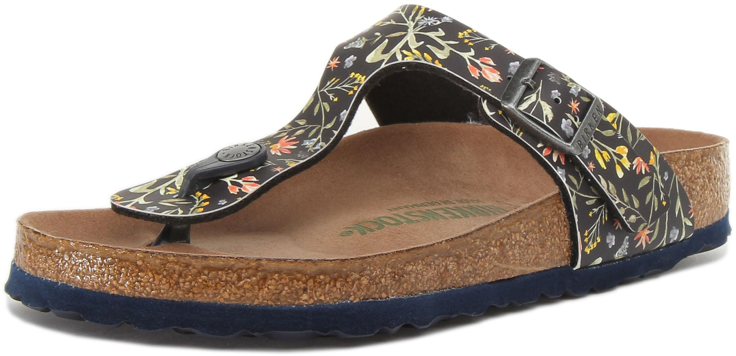 Birkenstock Women's Gizeh Sandal, Watercolor Flower Navy Veg, 7.5 UK