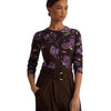 LAUREN Ralph Lauren Petite Floral Cotton Long Sleeve Tee Brown/Purple/Multi PXS