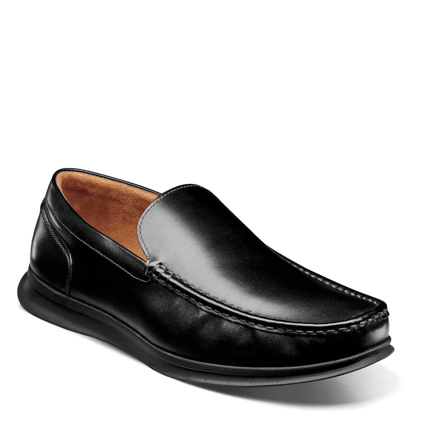 Florsheim Montigo Moc Toe Venetian Loafer Black Smooth Leather/Black Sole 8.5 M (D)